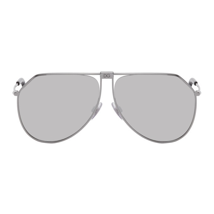 Photo: Dolce and Gabbana Gunmetal Slim Aviator Sunglasses