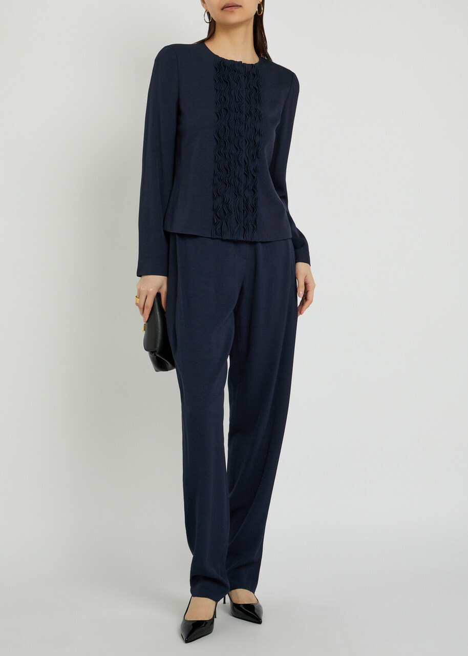 Emporio Armani Ruffled Crepe Jacket Navy