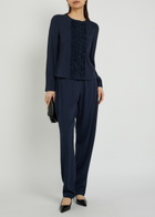 Emporio Armani Ruffled Crepe Jacket Navy