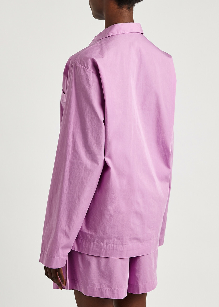 Tekla Unisex Striped Poplin Pyjama top Pink
