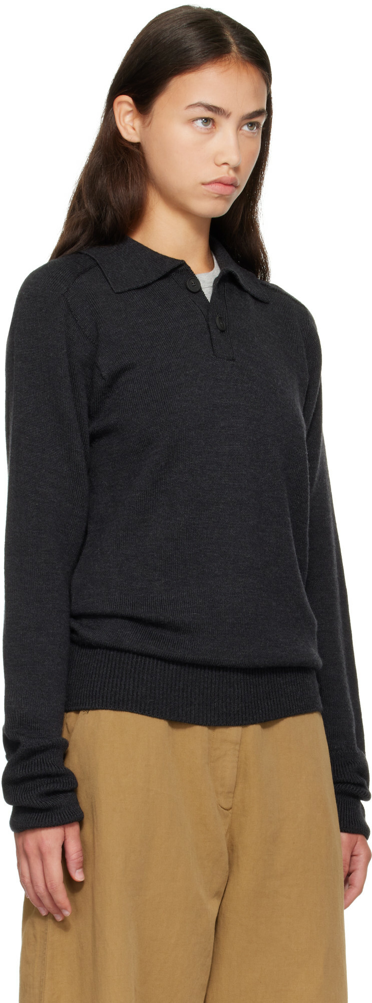 Studio Nicholson Gray Sark Knit Polo