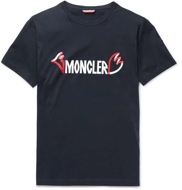 Photo: Moncler Genius - 2 Moncler 1952 Printed Cotton-Jersey T-Shirt - Men - Navy