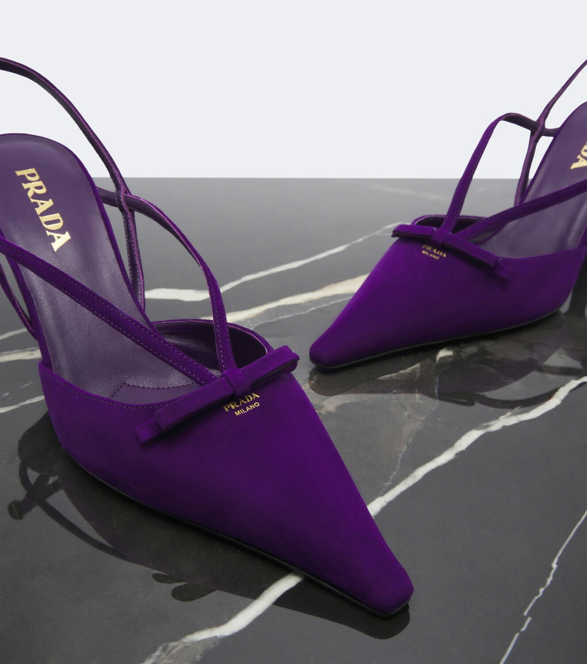 Prada Bow-detail suede slingback pumps