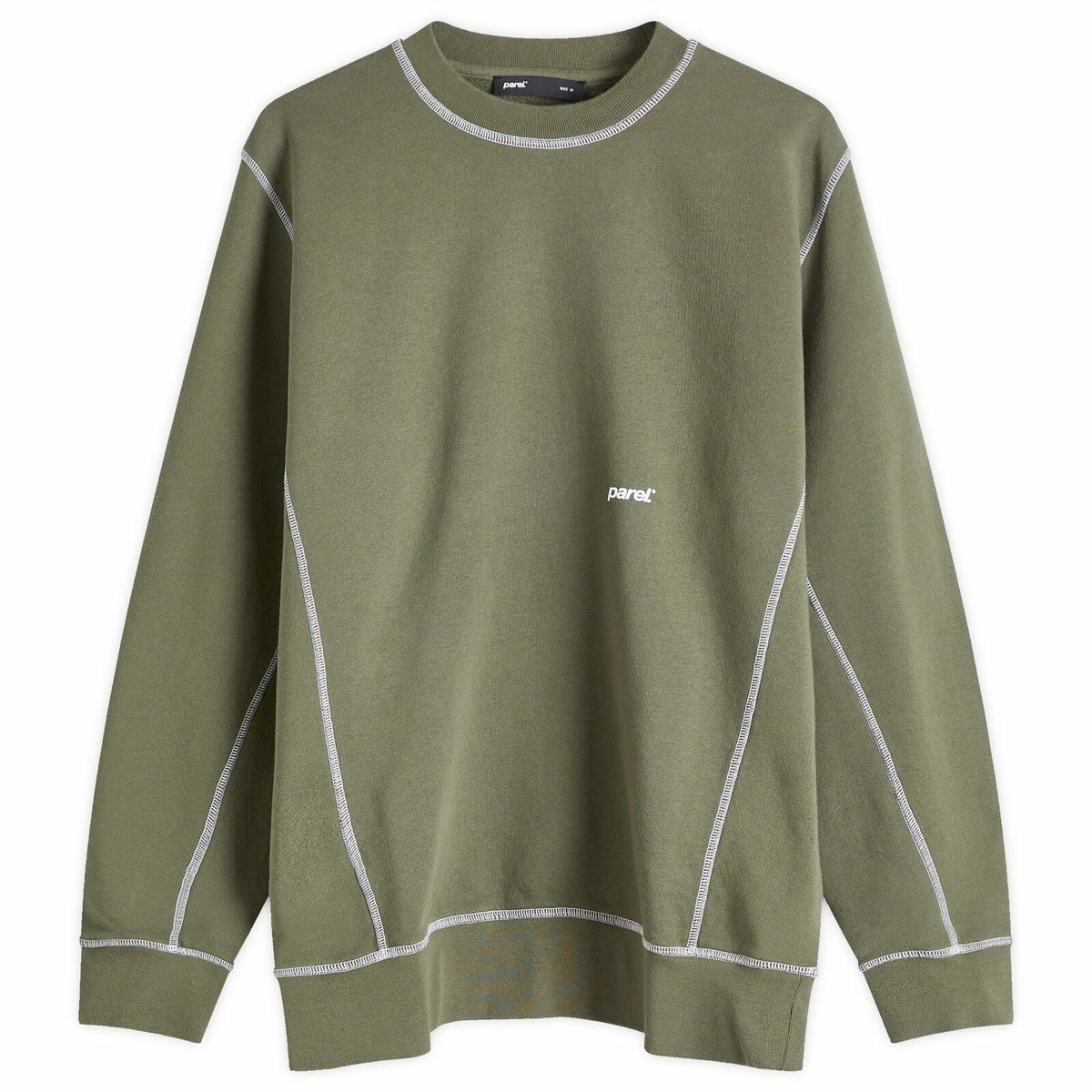 Parel Studios Men's Contrast Crewneck Sweatshirt in Army Green