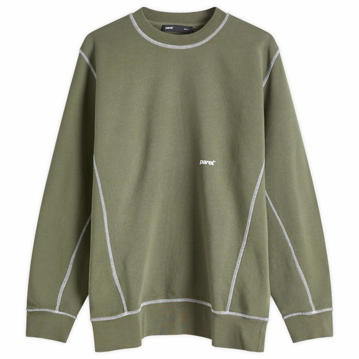 Photo: Parel Studios Men's Contrast Crewneck Sweatshirt in Army Green