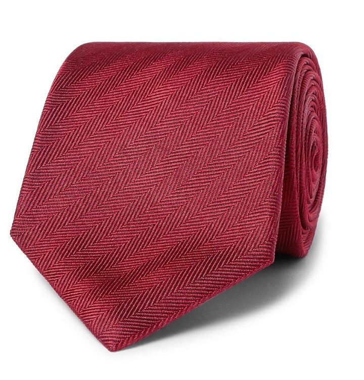 Photo: Brioni - 8cm Herringbone Silk Tie - Men - Red