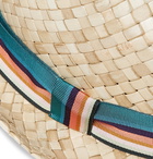 Paul Smith - Striped Webbing-Trimmed Woven-Straw Trilby Hat - Neutrals