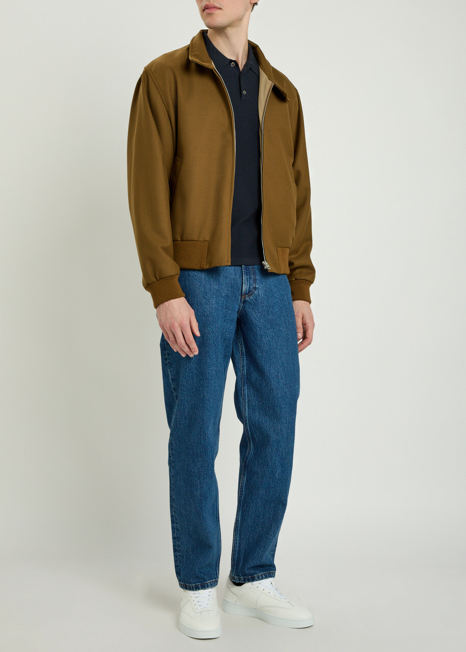 A.P.C. Cotton and Cashmere-blend Polo Shirt Navy