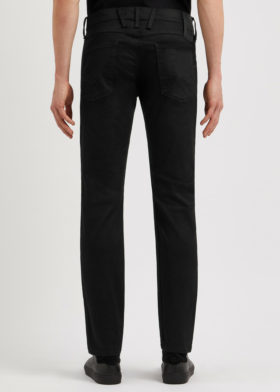 Replay Anbas Hyperflex Re-Used Slim-leg Jeans Black