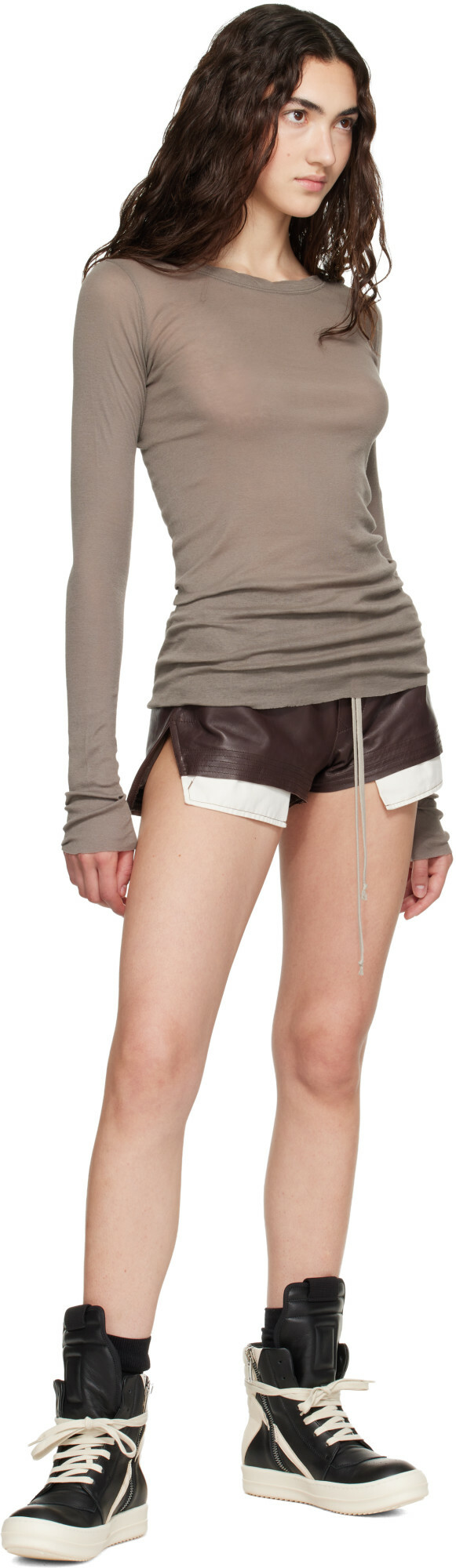 Rick Owens Gray Tower Rib LS T-shirt