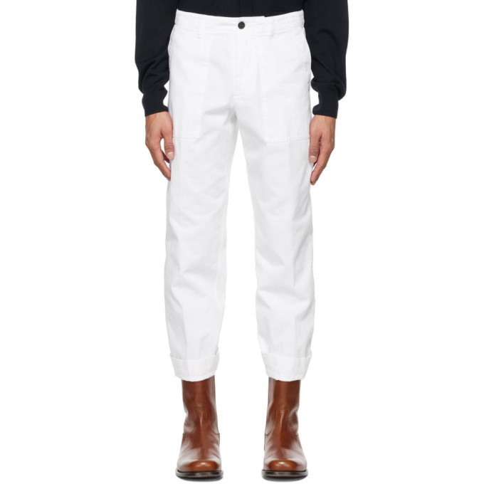 Photo: Dries Van Noten White Twill Trousers