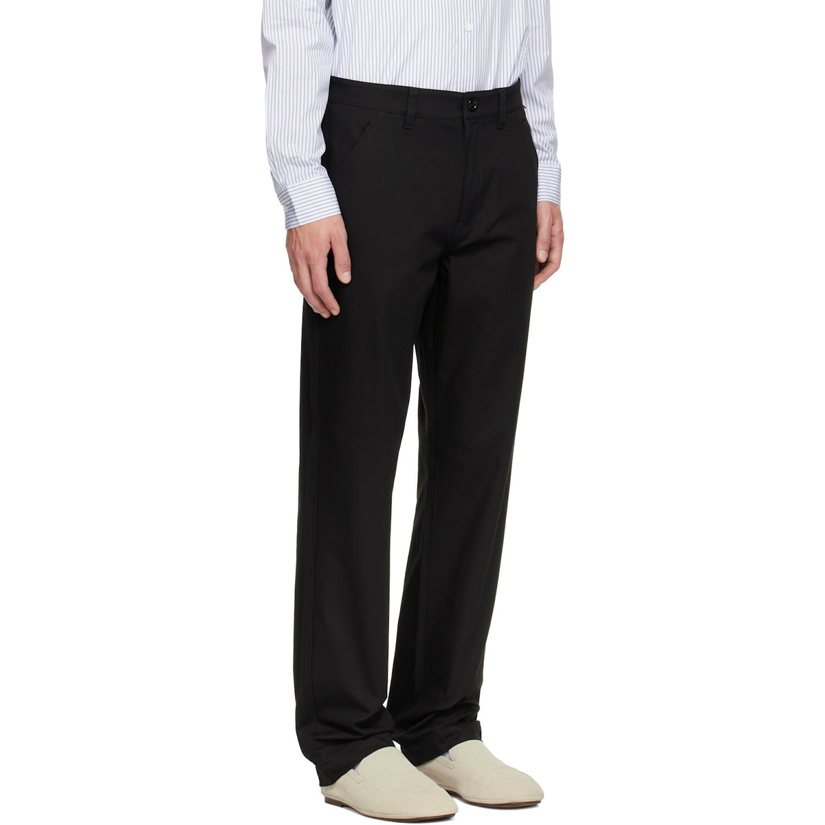 Burberry Black Cotton Twill Chino Trousers