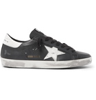 Golden Goose - Superstar Distressed Leather Sneakers - Black