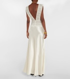Saint Laurent - Crêpe satin and lace maxi dress