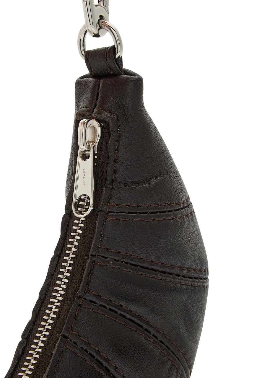 Lemaire Croissant Mini Leather bag Charm - Chocolate - One Size