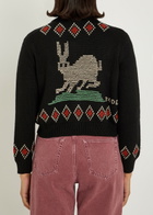 Bode Bunny Embroidered Wool Cardigan Black