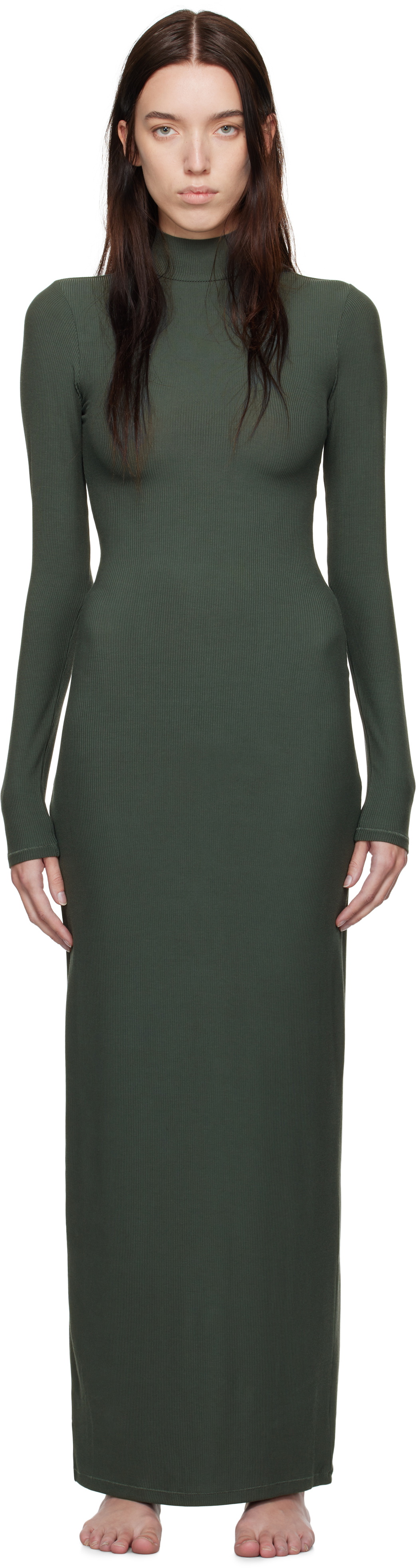 SKIMS Green Soft Lounge Turtleneck Maxi Dress SKIMS