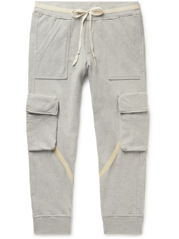 Photo: Greg Lauren - Tapered Canvas-Trimmed Cotton-Jersey Cargo Sweatpants - Gray
