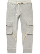 Greg Lauren - Tapered Canvas-Trimmed Cotton-Jersey Cargo Sweatpants - Gray
