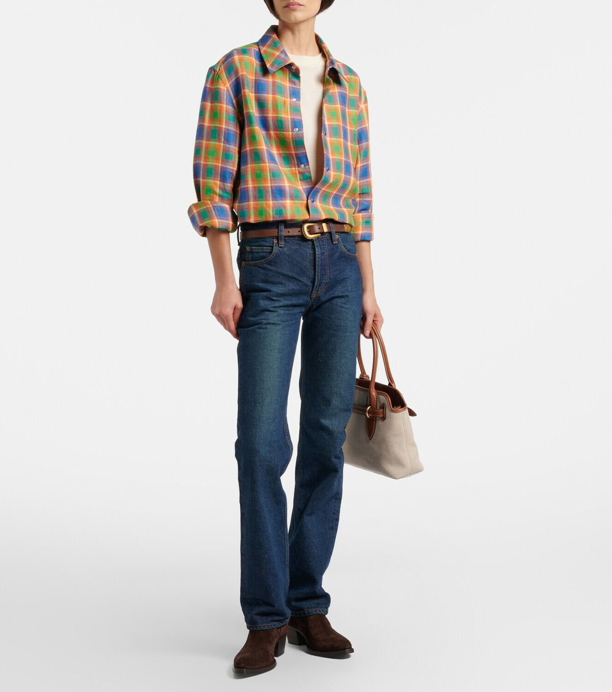God's True Cashmere Brilliant linen shirt with lapis lazuli