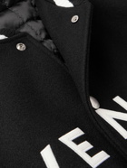 Givenchy - Logo-Embroidered Wool-Blend and Leather Bomber Jacket - Black