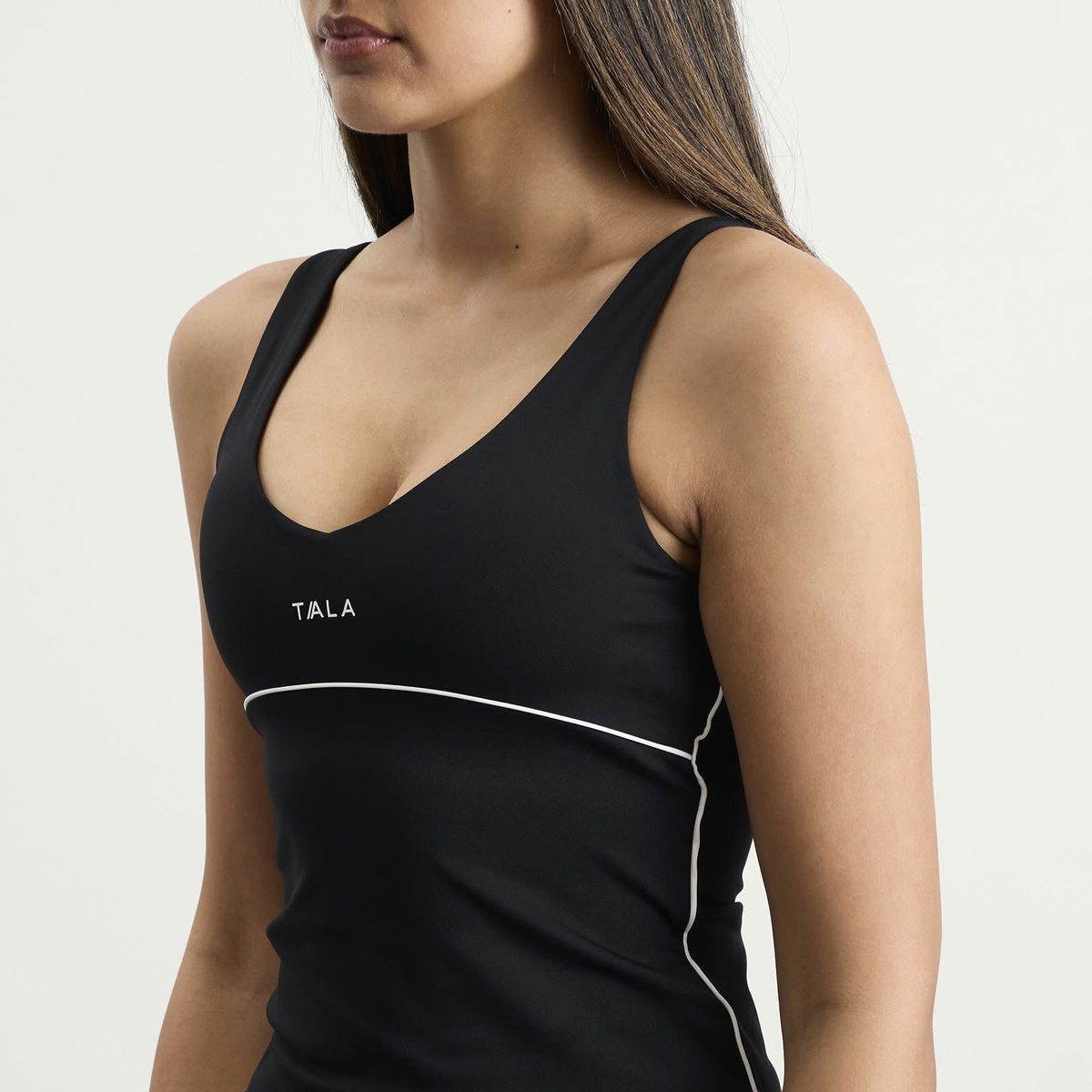 TALA Women's SkinLuxe Contrast Piping Vest in Shadow Black