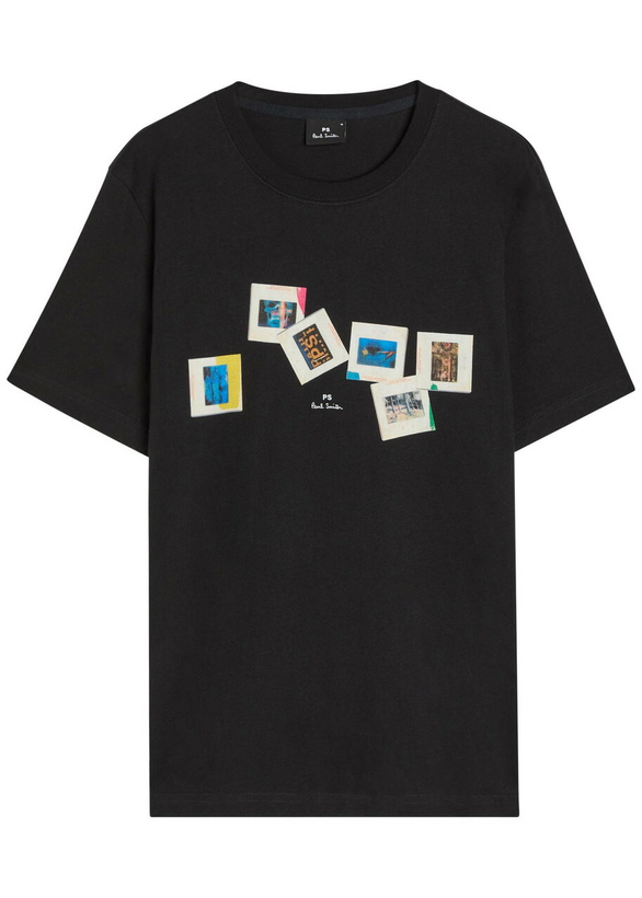 Photo: PS Paul Smith Slides Printed Cotton T-shirt Black