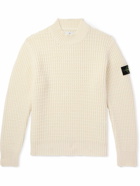 Stone Island - Logo-Appliquéd Ribbed Wool Rollneck Sweater - Neutrals