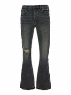 Purple Brand Black Flared Jeans With Crinkled Effect In Stretch Cotton Denim Man