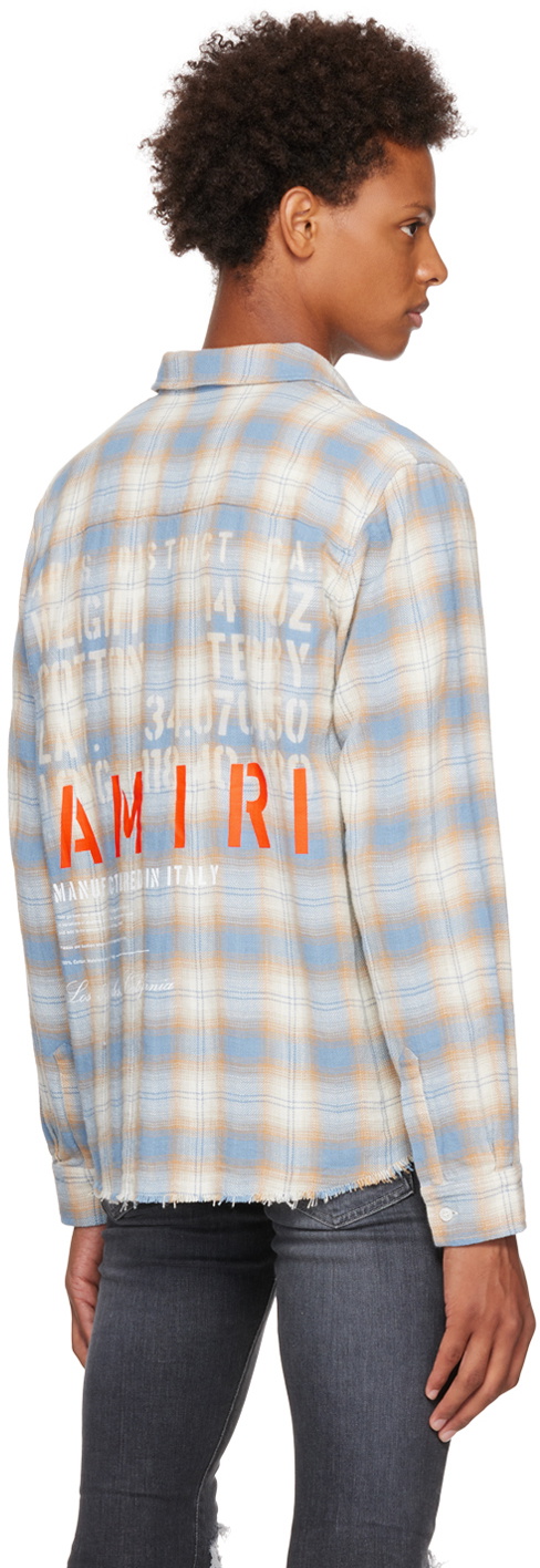 AMIRI Blue Stencil Plaid Shirt