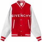 Givenchy Men's Logo Leather Varsity Jacket in White/Red