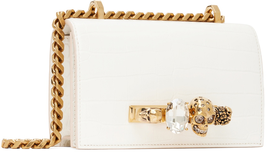 Alexander McQueen White Mini Jewelled Satchel