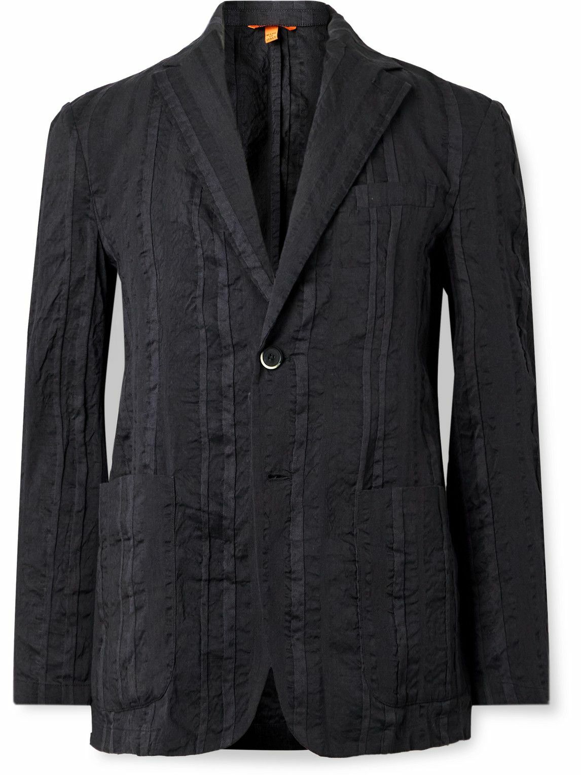 Barena - Levo Striped Linen and Cotton-Blend Blazer - Black