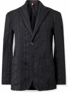 Barena - Levo Striped Linen and Cotton-Blend Blazer - Black