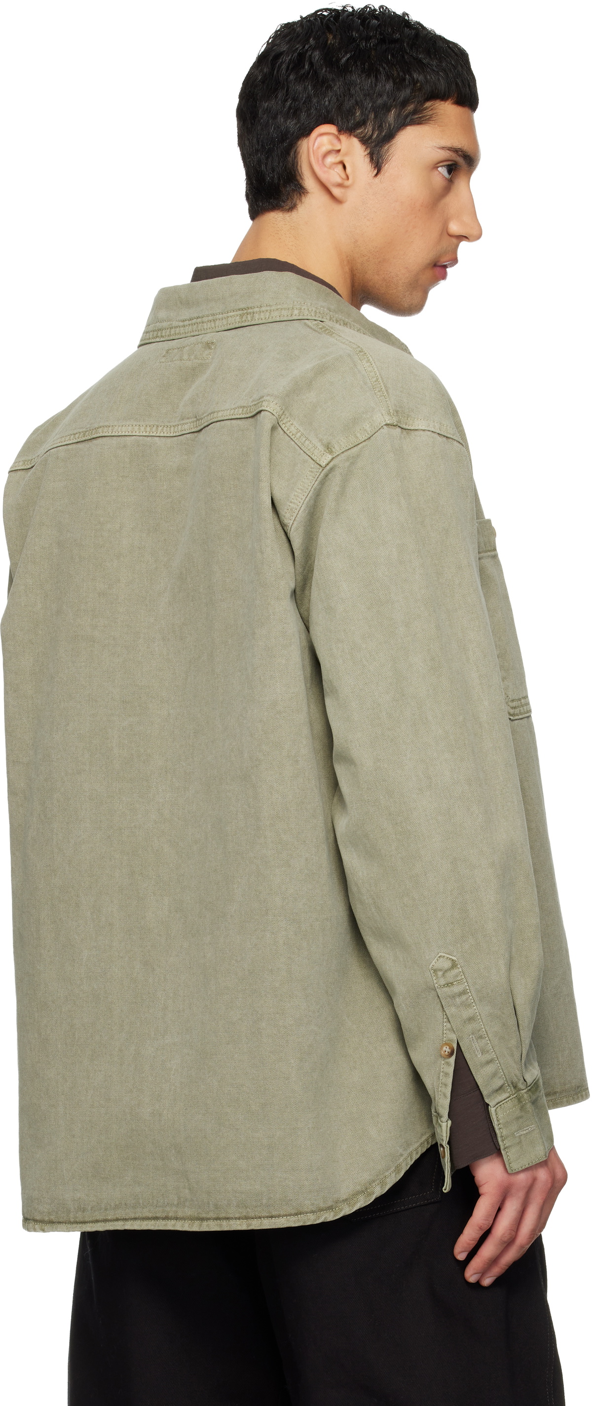 LE17SEPTEMBRE Green Garment-Dyed Denim Shirt