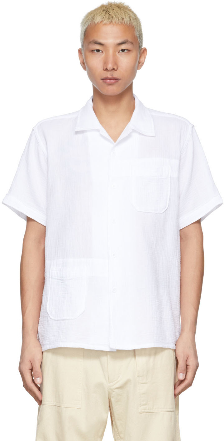 Engineered Garments White Cotton Crepe Camp Shirt Engineered Garments