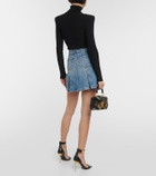 Balmain Pleated denim mini skirt
