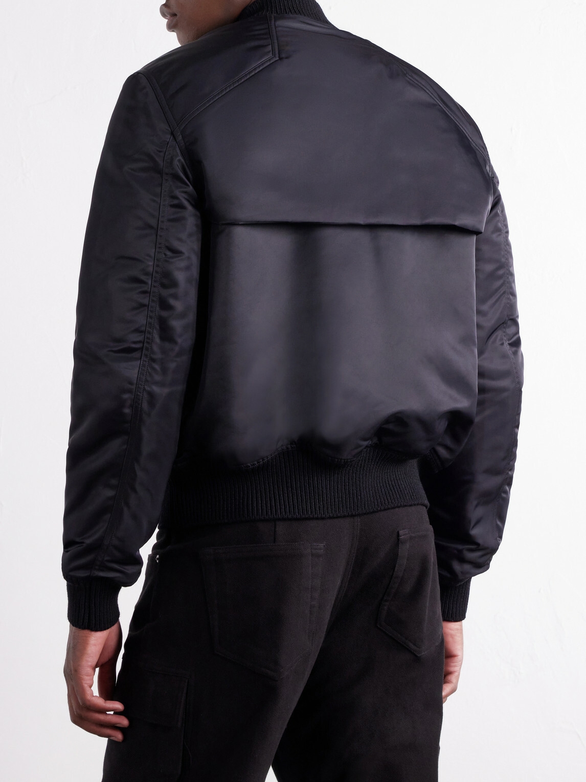Rick Owens - Two-Piece Buckled Rib-Trimmed Satin Bomber Jacket - Black