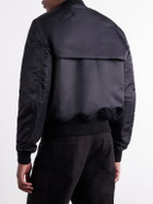 Rick Owens - Two-Piece Buckled Rib-Trimmed Satin Bomber Jacket - Black