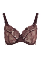 Simone PÉRÈLE Dahlia Floral-embroidered Tulle Underwired bra Dark Red