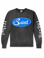 SAINT Mxxxxxx - Logo-Print Distressed Cotton-Jersey Sweatshirt - Gray