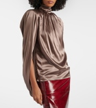 Mugler Draped silk-blend satin top