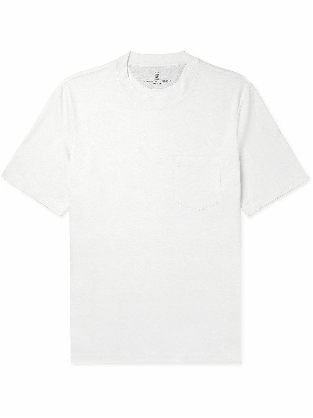 Photo: Brunello Cucinelli - Linen and Cotton-Blend Jersey T-Shirt - White
