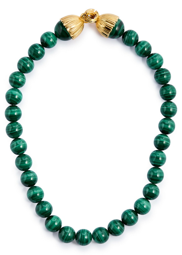 Photo: Timeless Pearly Malachite 24kt Gold-plated Necklace - Green - One Size