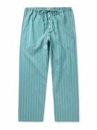 BODE - Shore Straight-Leg Striped Cotton-Blend Drawstring Trousers - Blue