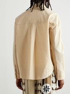 LOEWE - Paula's Ibiza Logo-Embroidered Crinkled Cotton-Blend Shirt - Neutrals
