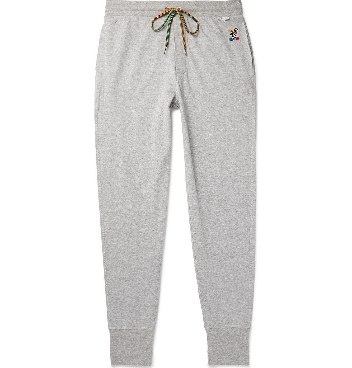Photo: Paul Smith - Tapered Embroidered Loopback Cotton and Modal-Blend Jersey Sweatpants - Gray