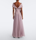 Georges Hobeika Silk-blend georgette and lace corset gown