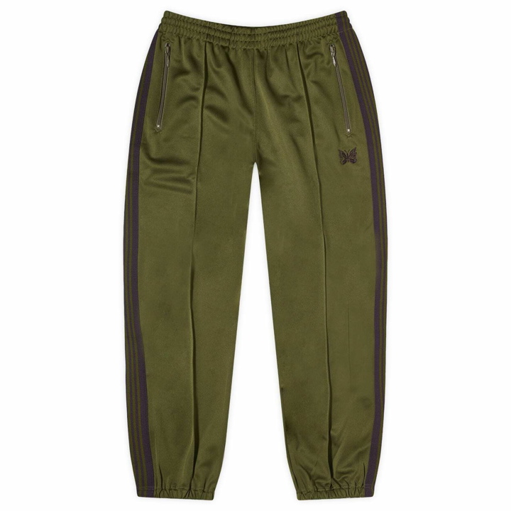 Photo: Needles Men's Poly Smooth Zipped Track Pants in Olive