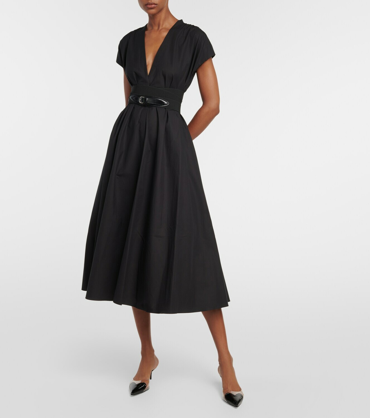 Alaïa Belted cotton poplin midi dress ALAÏA